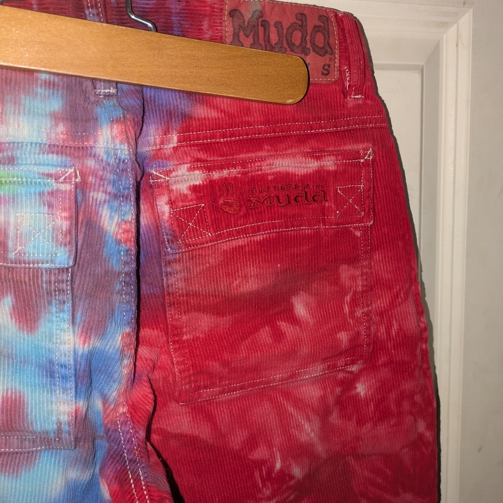 Vintage Mudd Jeans Tie Die Colorful Tie-Dye Flare Corduroy Jeans - Picture 3 of 5